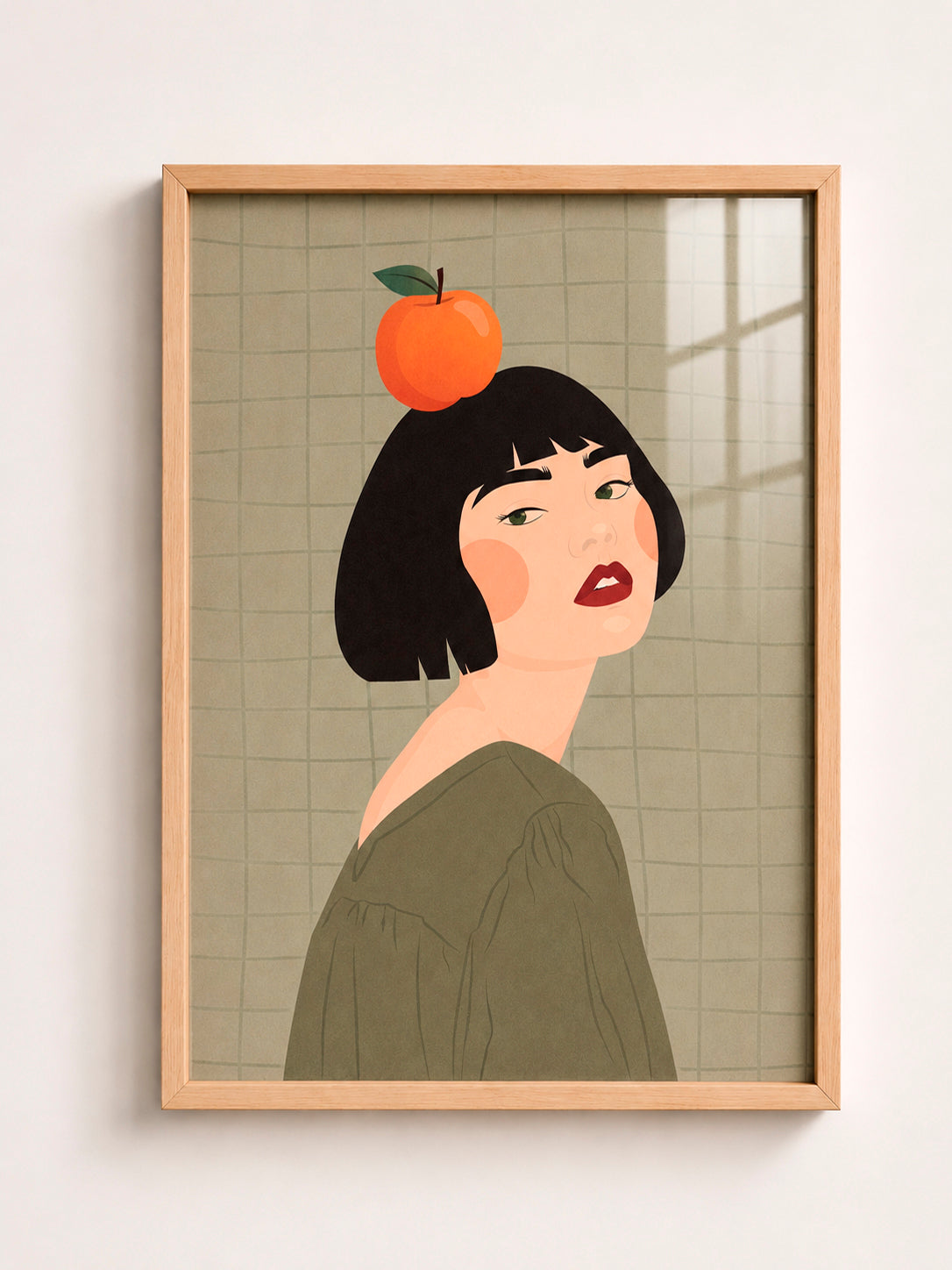 Apple Muse A3 Framed Wall Art, Modern Portrait Decor, Minimalist Fashion Artwork