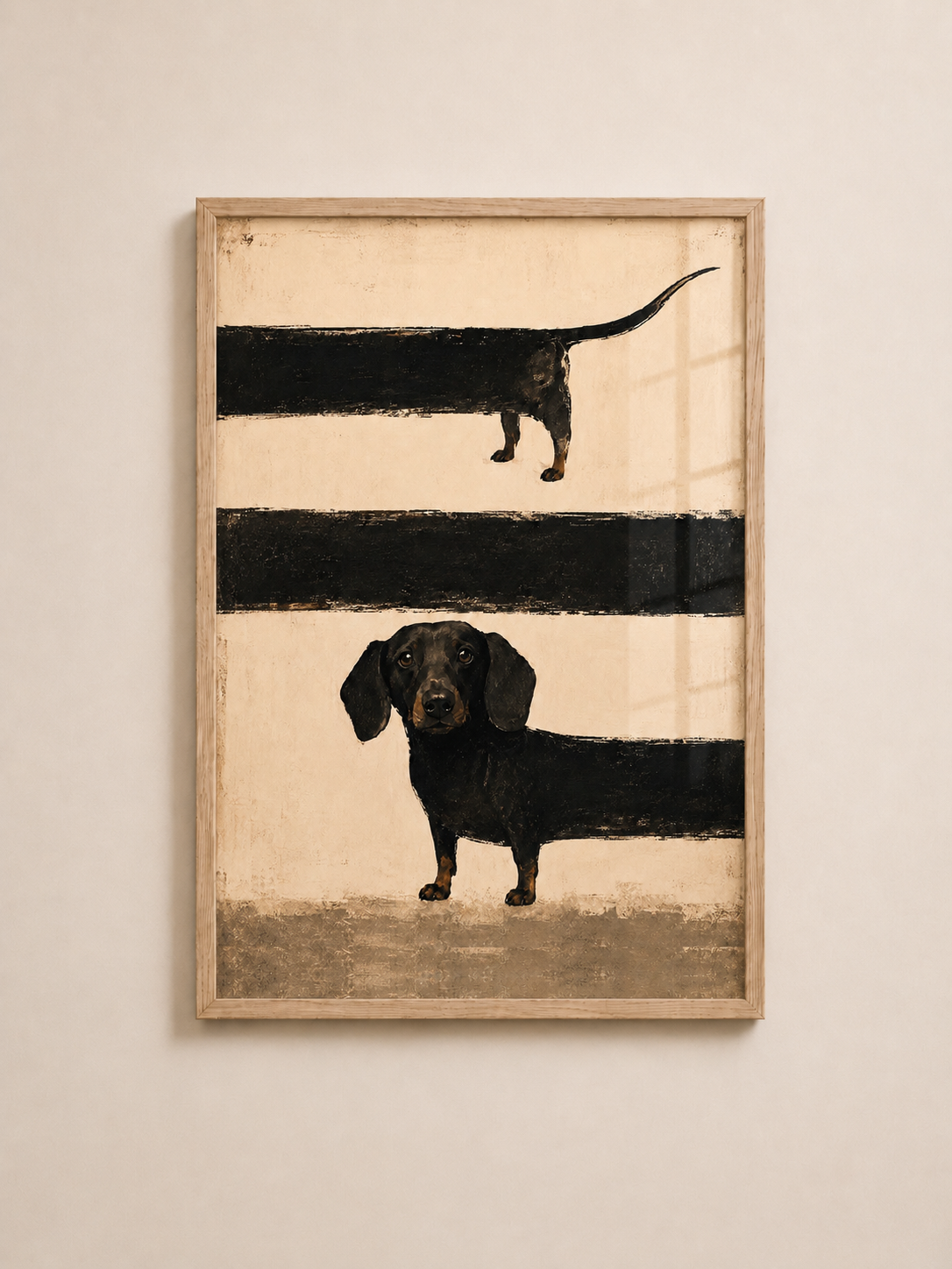 Black Dachshund Wall Art | A3 Framed Sausage Dog Print for Modern Home Decor