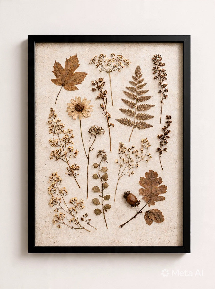 Pressed Botanicals A3 Framed Wall Art | Neutral Vintage Boho Decor