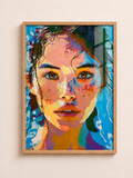 Blue Pattern Girl A3 Framed Wall Art | Abstract Pop Art Portrait Decor