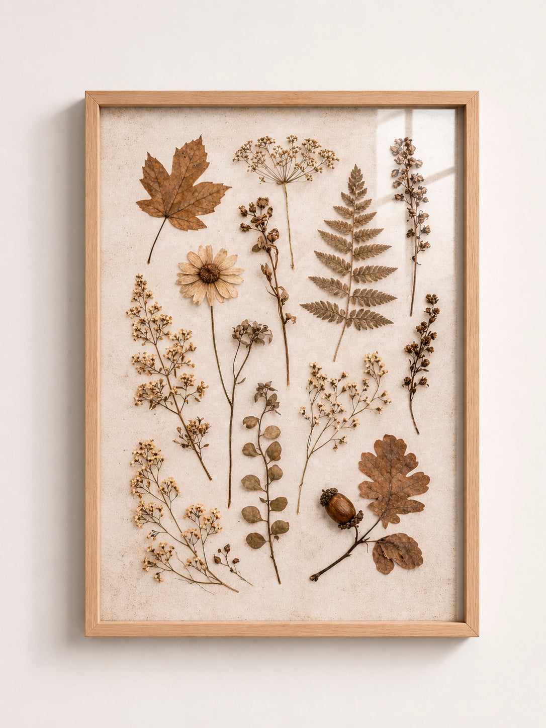 Pressed Botanicals A3 Framed Wall Art | Neutral Vintage Boho Decor