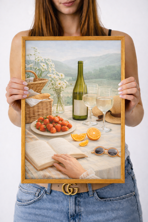 Aesthetic Cottagecore Wall Art Print A3 A4 | Summer Picnic Poster | Framed or Unframed | UK Home Decor Gift
