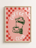 Coffee Club A3 Framed Wall Art | Pink Cafe Kitchen Decor
