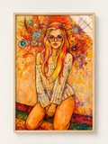 Rainbow Hair Girl A3 Framed Wall Art | Colourful Portrait Artwork