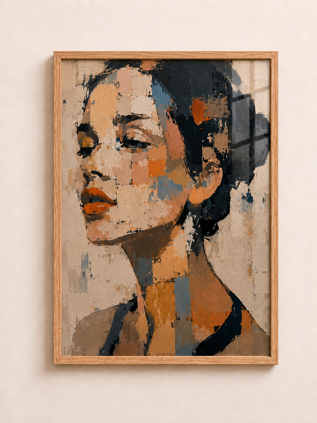 Cubist Woman Portrait A3 Framed Wall Art | Abstract Modern Decor