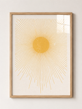 Golden Sunburst A3 Framed Wall Art | Minimalist Sun Artwork
