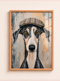 Dapper Greyhound Portrait Flat Cap Dog Wall Art in Quality Frame - aleno.co.uk