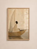 Minimalist Sailboat Wall Art | A3 Framed Neutral Coastal Print for Living Room