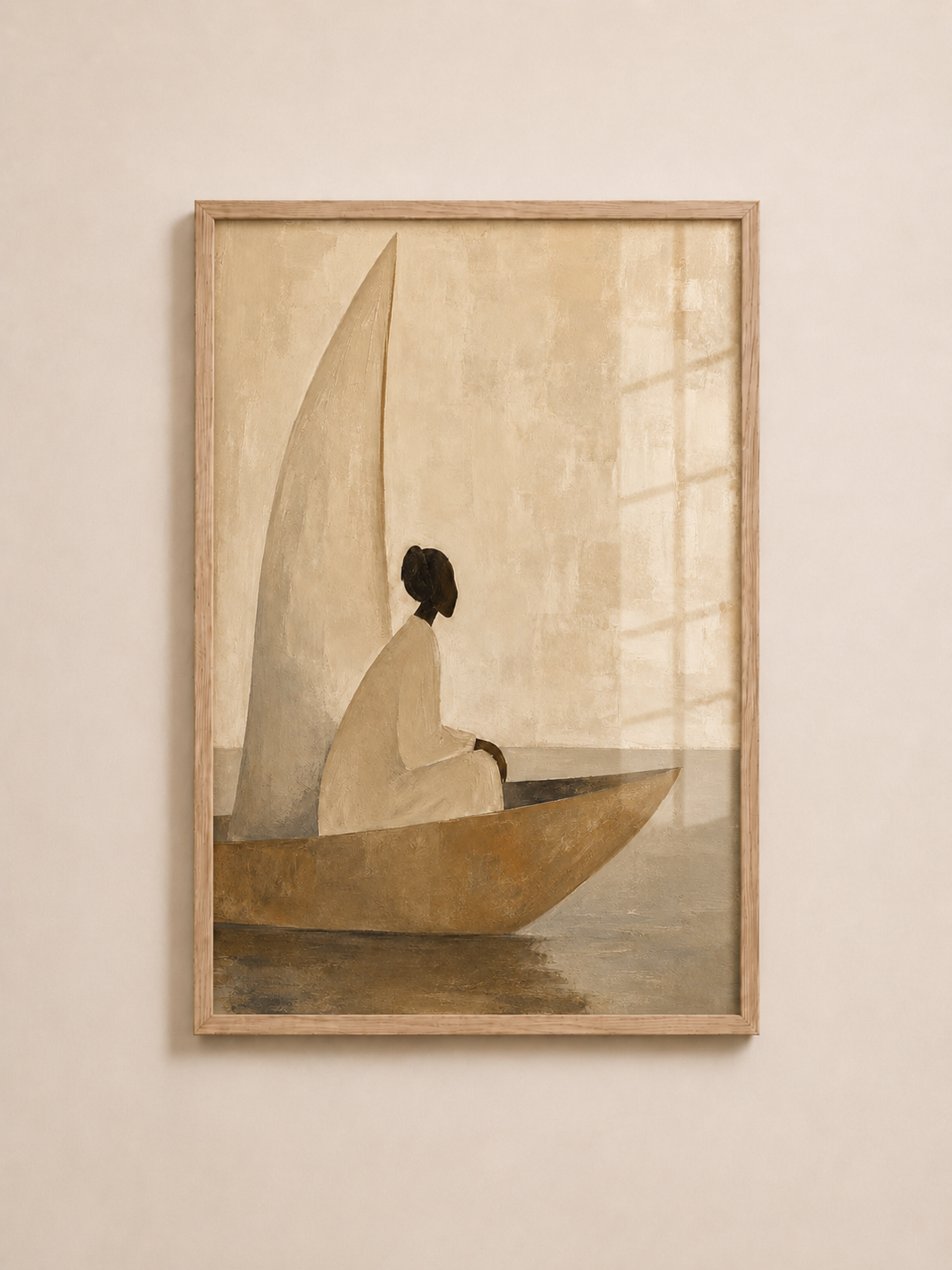 Minimalist Sailboat Wall Art | A3 Framed Neutral Coastal Print for Living Room