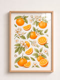 Orange Blossom A3 Framed Wall Art, Citrus Kitchen Decor, Botanical Fruit Artwork