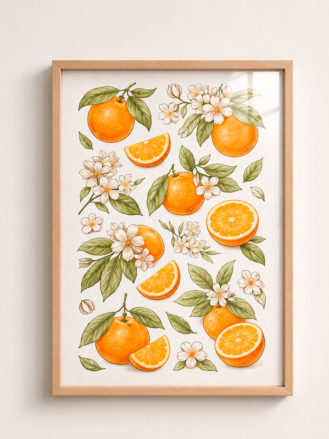 Orange Blossom A3 Framed Wall Art, Citrus Kitchen Decor, Botanical Fruit Artwork