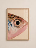 Pink Fish Close-Up A3 Framed Wall Art | Modern Coastal Art for Bathroom