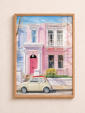 Pink London House A3 Framed Wall Art | Pastel City Decor Modern Artwork