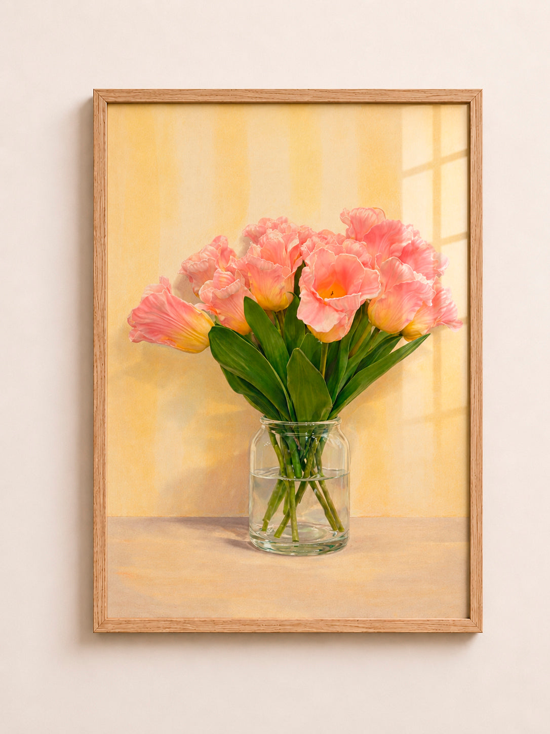 Pink Tulips A3 Framed Wall Art | Soft Floral Artwork