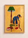 Sleeping Reader A3 Framed Wall Art | Cozy Bedroom Decor Literary Artwork