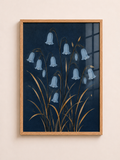 Bluebell botanical floral A3 framed wall art with dark blue nature decor style - aleno.co.uk
