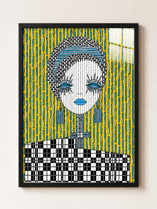 Colour Wave Portrait — A3 framed art — Black Frame