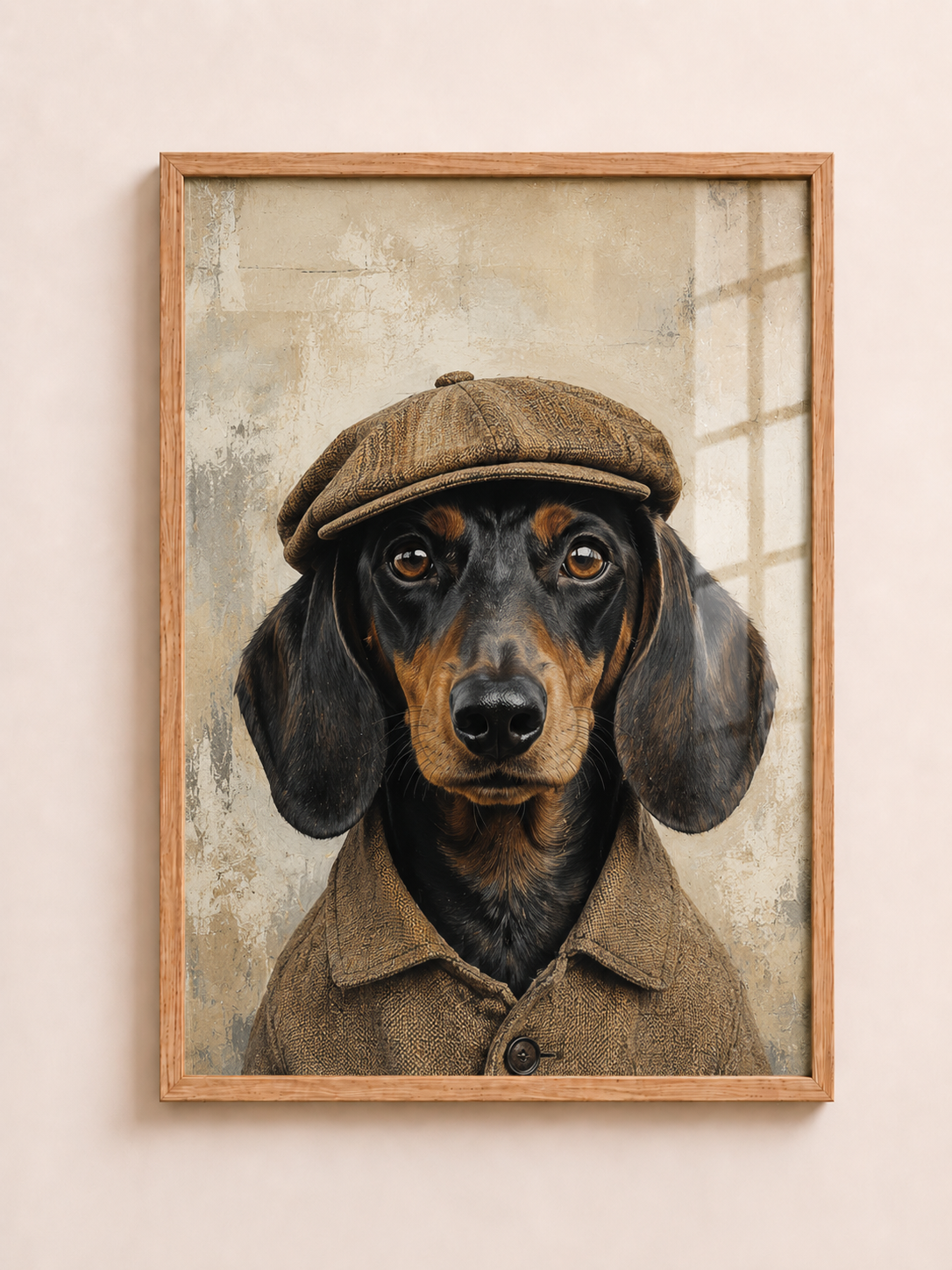Vintage dachshund gentleman portrait A3 framed wall art for dog lover decor - aleno.co.uk