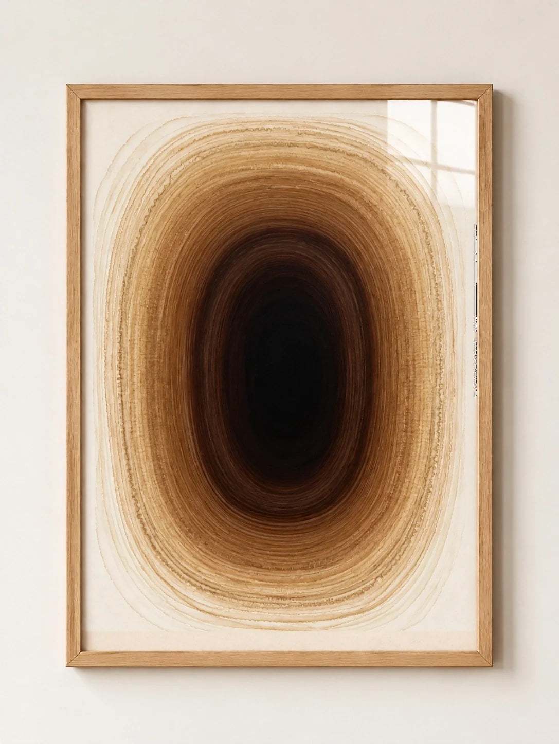 Earth Tone Vortex Neutral Abstract A3 framed wall art print – Light Oak Effect Frame – ALENO