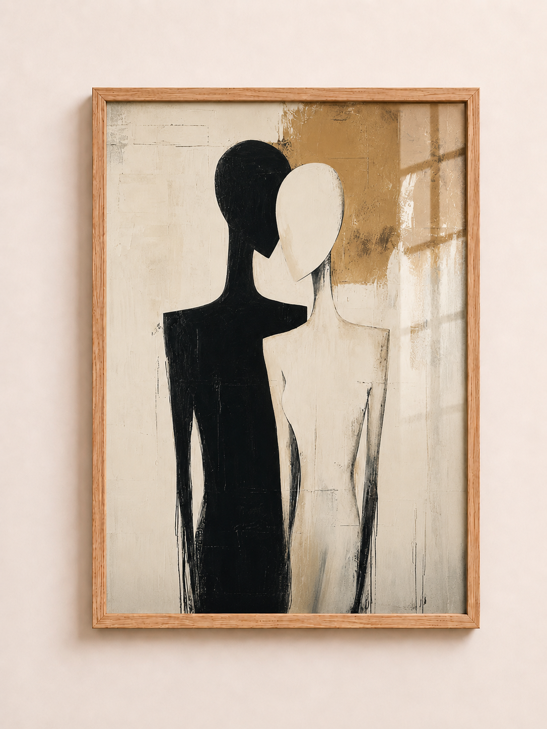 Minimalist black and white couple A3 framed wall art for romantic bedroom decor - aleno.co.uk