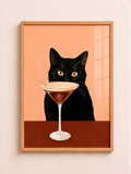 Espresso Martini Black Cat Cocktail Wall Art in Quality Frame - aleno.co.uk