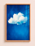 Minimalist White Cloud Deep Blue Abstract Wall Art in Quality Frame - aleno.co.uk