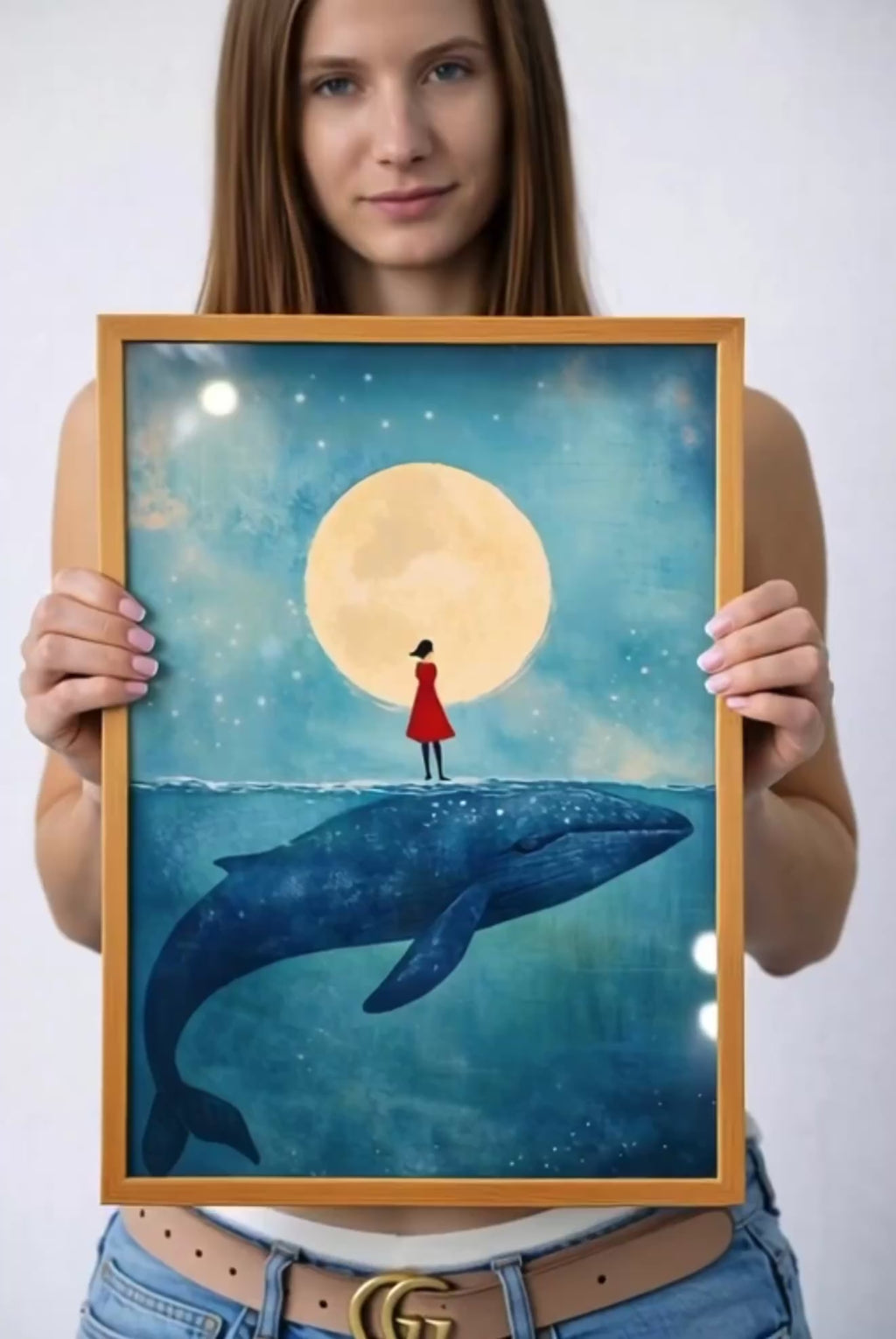 Minimalist Whale Wall Art Print A3 A4 | Modern Ocean Artwork | Framed or Unframed Poster | Home Decor Gift